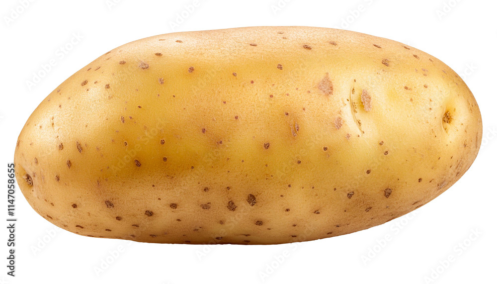 Raw potato tuber lying horizontally on transparent background Raw potato tuber lying horizontally on transparent background
