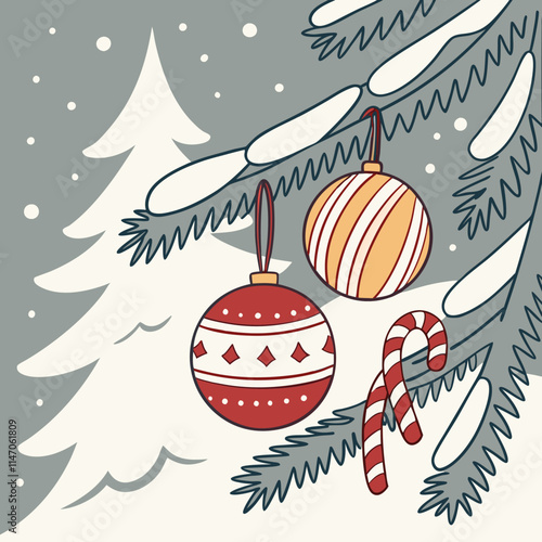 Ornaments for Christmas tree. Vector Illustration.