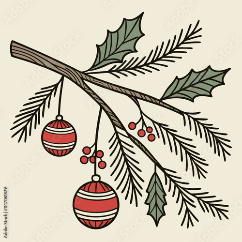 Ornaments for Christmas tree. Vector Illustration.