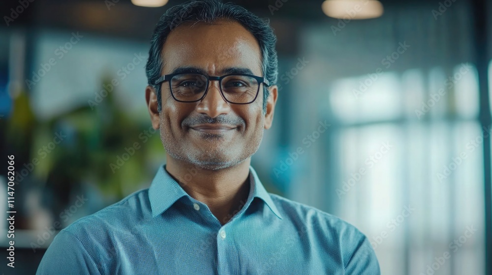 Confident Businessman in Corporate Setting Confident Businessman in Corporate Setting