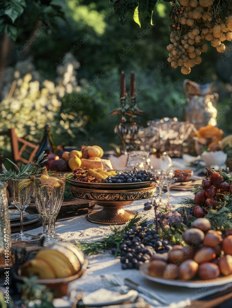 Harvest Table with Seasonal Fruits and Vegetables Harvest Table with Seasonal Fruits and Vegetables