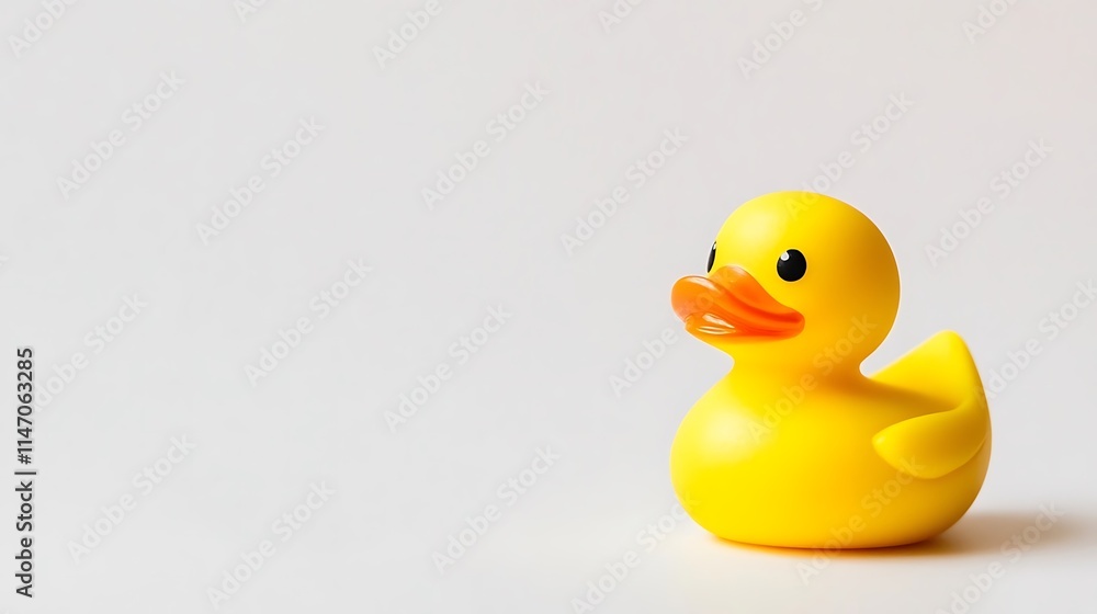 A yellow rubber duck sits on a white background.
A yellow rubber duck sits on a white background.