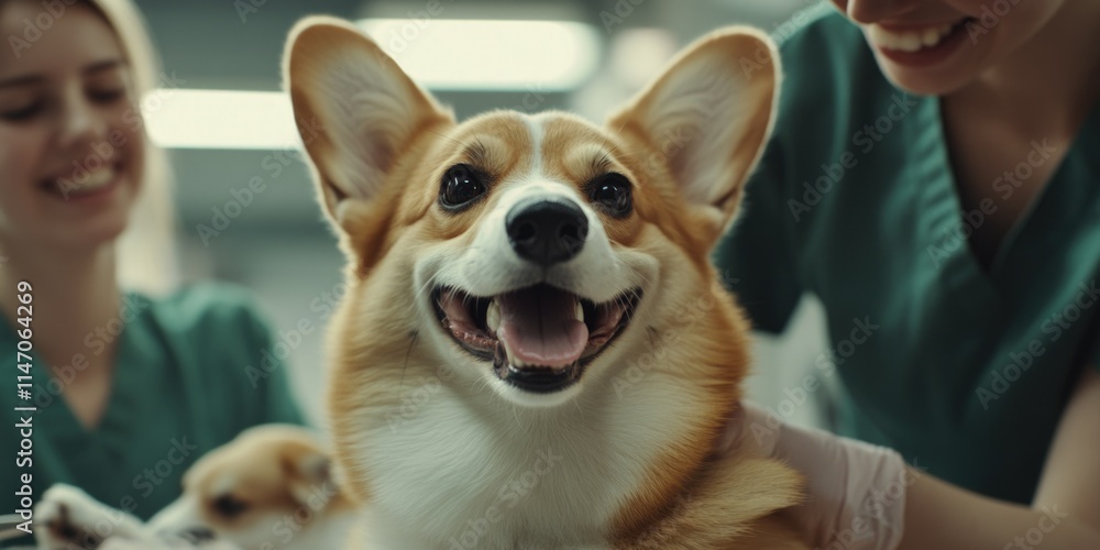 Cute Puppy Being Checked by Veterinarian Cute Puppy Being Checked by Veterinarian