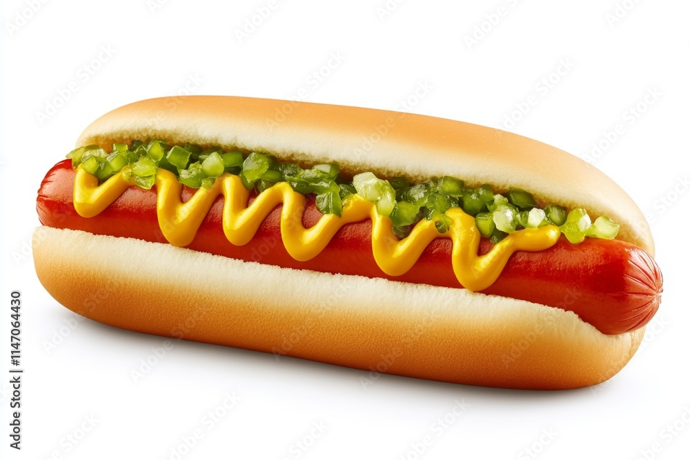 Mouthwatering Hot Dog with Mustard and Relish Mouthwatering Hot Dog with Mustard and Relish