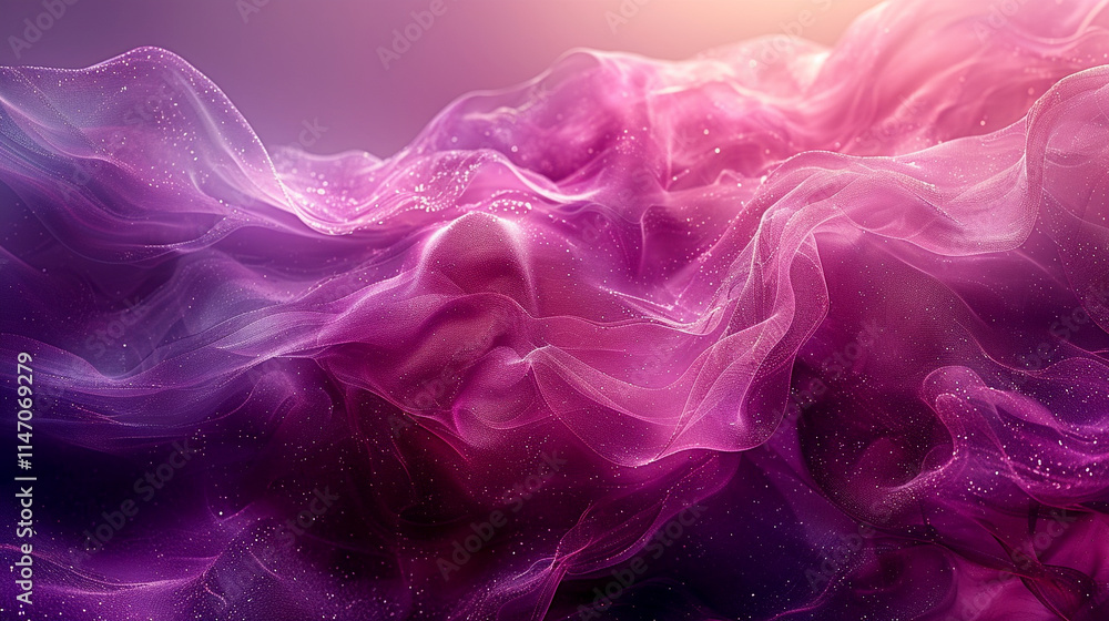 Fototapeta premium Dreamy waves of purple and pink dancing in ethereal light