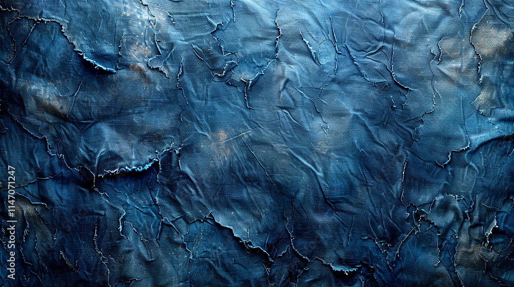Textured layers of deep blue fabric create a layered visual depth Textured layers of deep blue fabric create a layered visual depth
