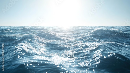 Gentle waves glisten under bright sunlight, creating tranquil oc