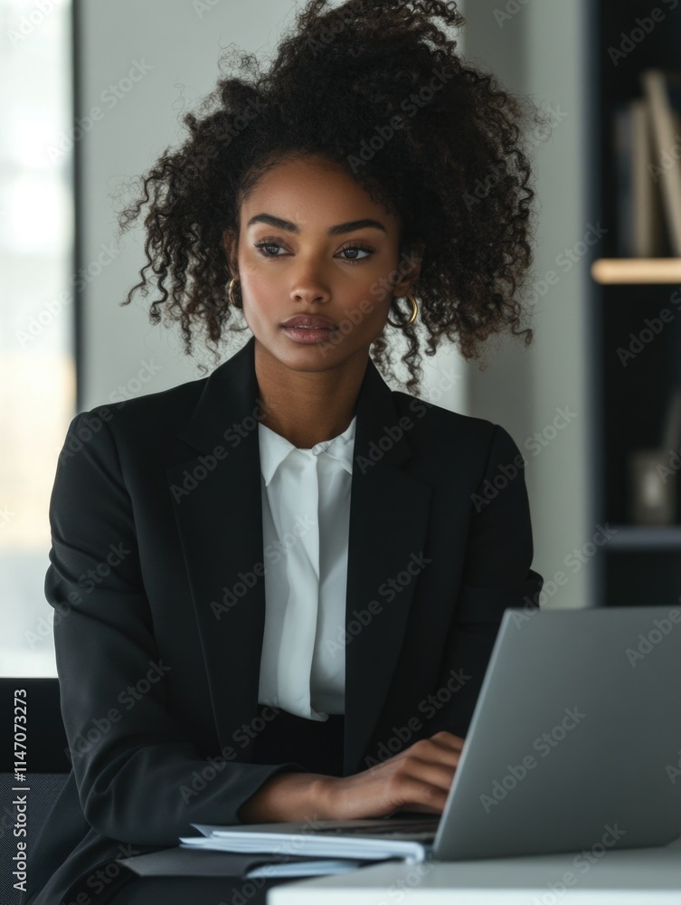 Business Professional Woman Sitting at a Desk Business Professional Woman Sitting at a Desk