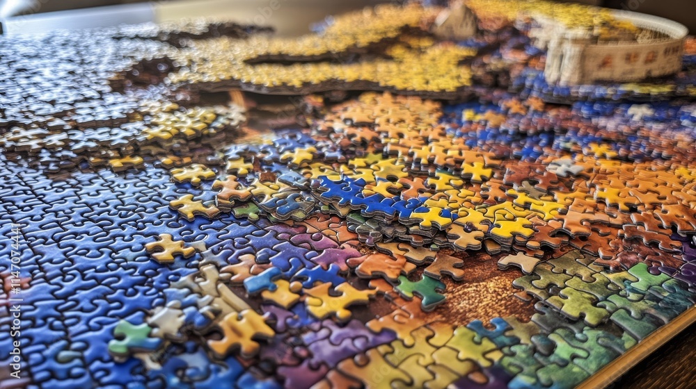 Obraz premium Business teamwork building puzzles together