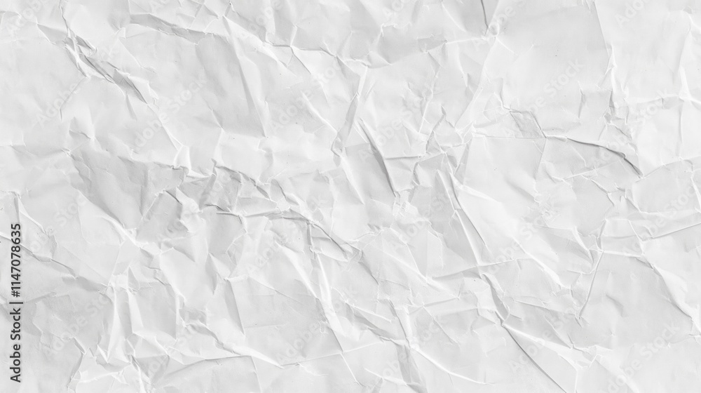 Fototapeta premium White paper texture with natural wrinkles and soft folds, offering a minimalist and clean background for creative designs.