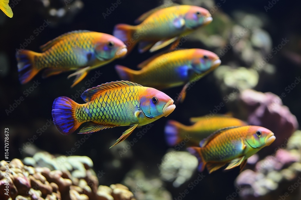 Fototapeta premium Vibrant Tropical Fish in Aquarium