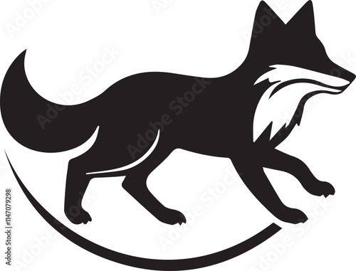 Black and White fox logo type Silhouette Design
