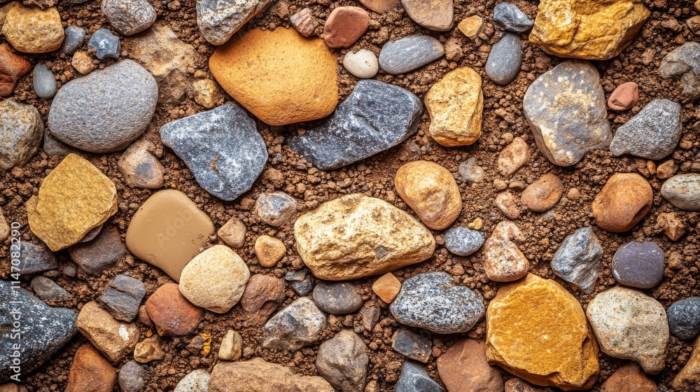 Varied Rocks Resting On Dark Brown Soil Varied Rocks Resting On Dark Brown Soil