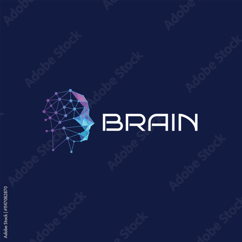 Futuristic Artificial Intelligence Logo Design. Digital Brain Connection logo Design Template