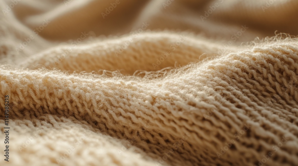 Soft Beige Knitted Fabric Texture Close Up Soft Beige Knitted Fabric Texture Close Up