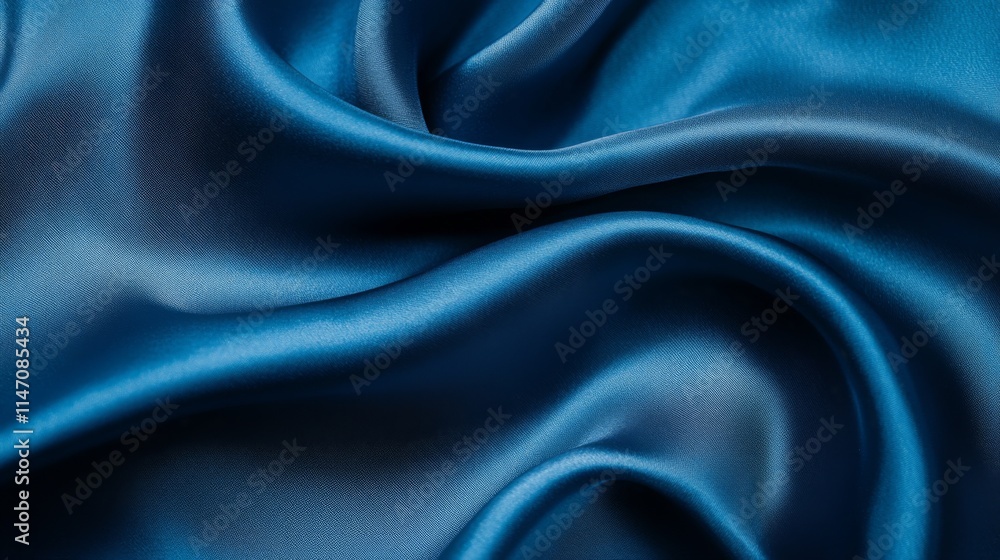 Obraz premium Elegant Draped Blue Silk Fabric Texture Background