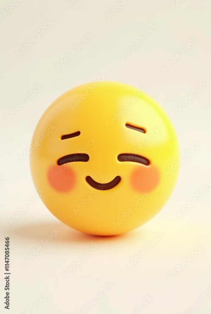Adorable 3D Yellow Blushing Emoji: Minimalist and Versatile Design Adorable 3D Yellow Blushing Emoji: Minimalist and Versatile Design