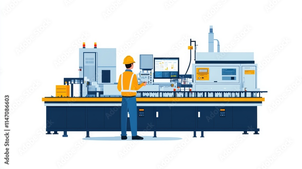 Fototapeta premium Factory Technician Performing Maintenance on Production Line Equipment