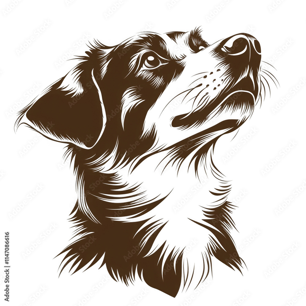 Brown icon of barking dog isolated on a transparent background Minimalist flat icon, vector logo style sign clipart on a no background png