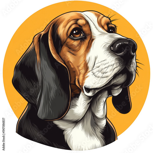 Brown icon of Basset Hound dog isolated on a transparent background Minimalist flat icon, vector logo style sign clipart on a no background png photo