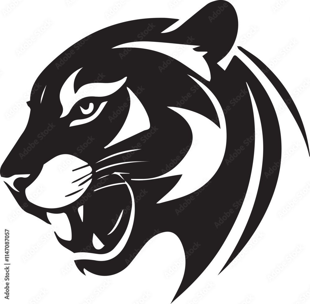 Fototapeta premium Black and White Leopard logo type Silhouette Design