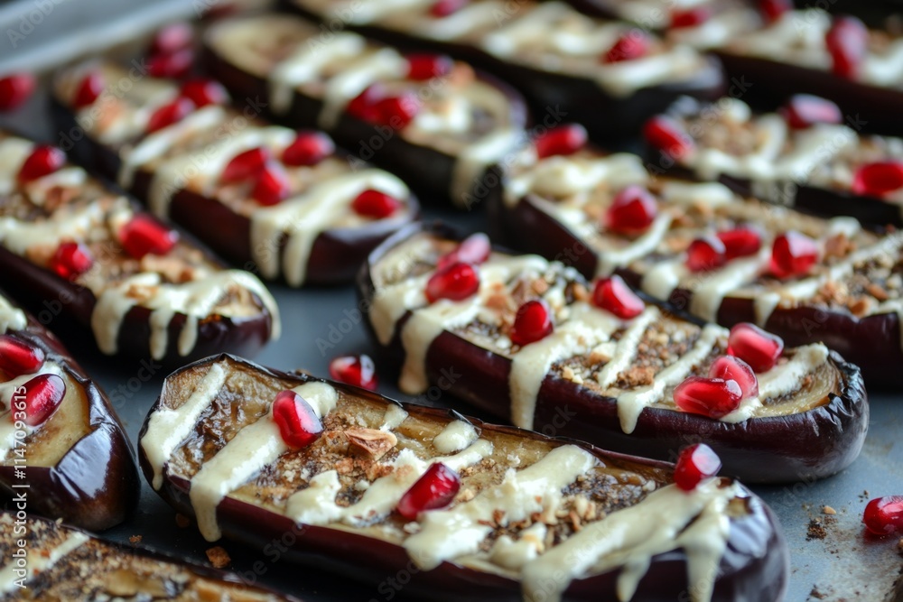 Roasted Eggplant with Pomegranate and Tahini Sauce Roasted Eggplant with Pomegranate and Tahini Sauce