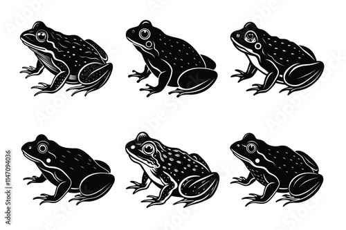 Set of bullfrog silhouette vector illustration