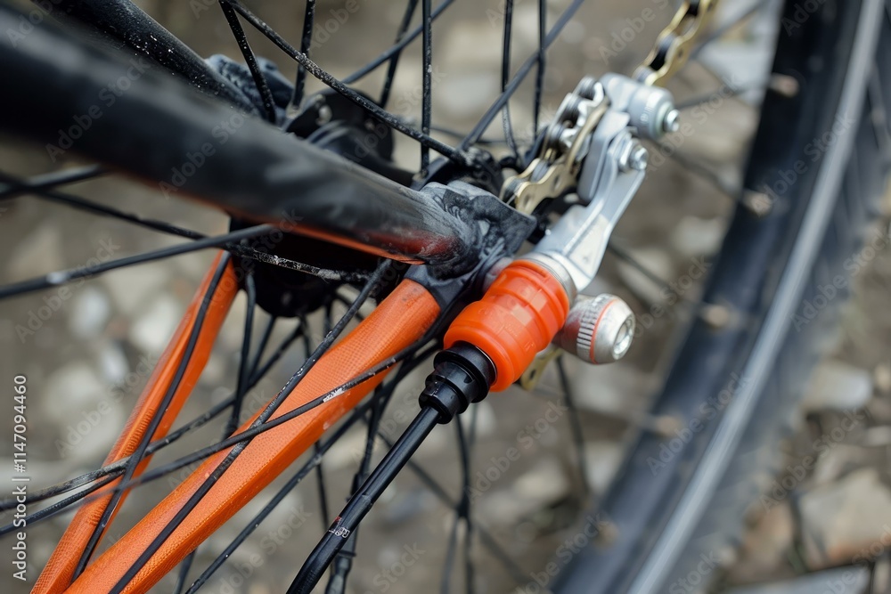 Close up of a rear bicycle derailleur showing the derailleur pulley and chain