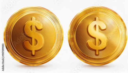 Realistic gold coin dollars