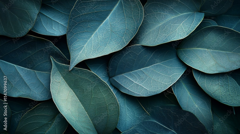 Obraz premium Teal Leaves Close Up Detailed Texture