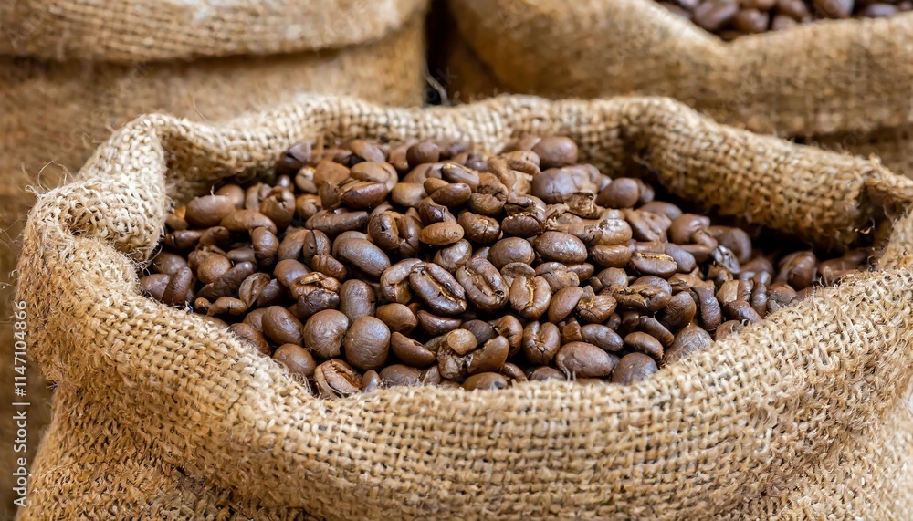 Raw Coffee Beans in Burlap Sacks Ready for Roasting and Export Raw Coffee Beans in Burlap Sacks Ready for Roasting and Export
