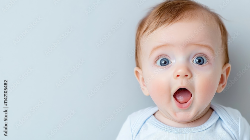 Surprised baby boy with big blue eyes and open mouth. Surprised baby boy with big blue eyes and open mouth.