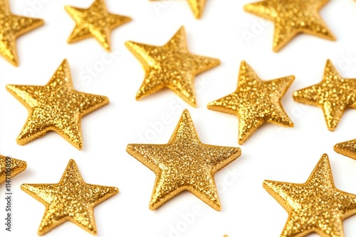 Gold Stars isolated on white background with room for your text