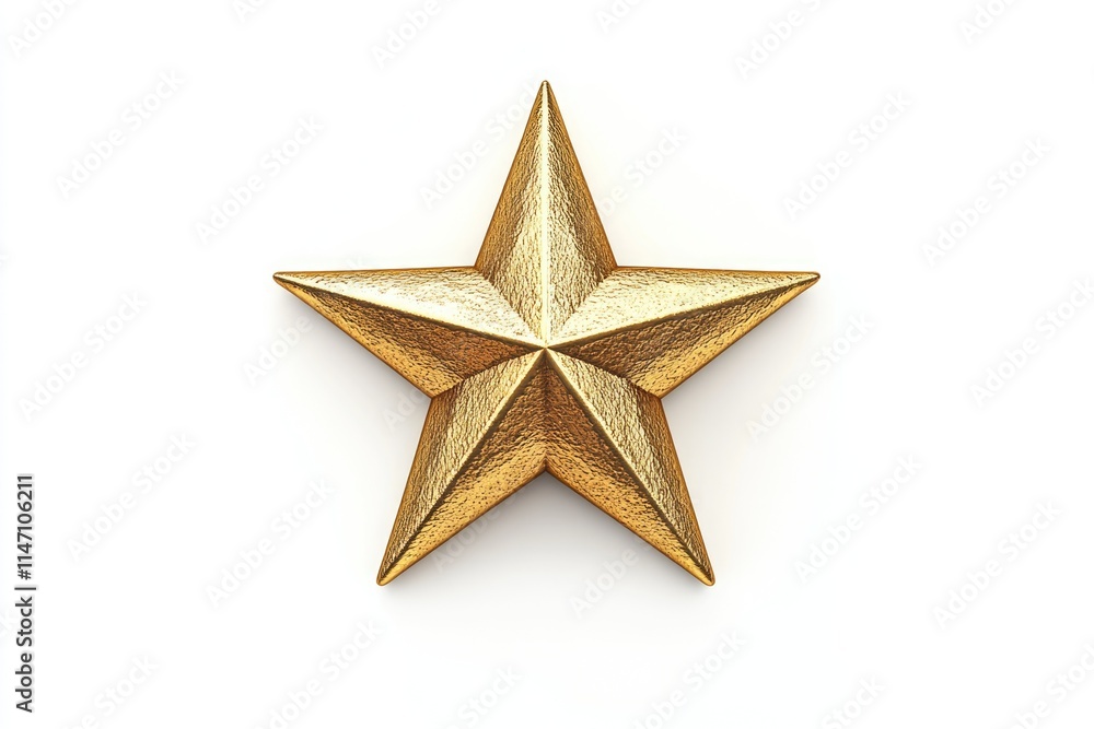 Golden Christmas Star isolated on white background top view. Golden Christmas Star isolated on white background top view.