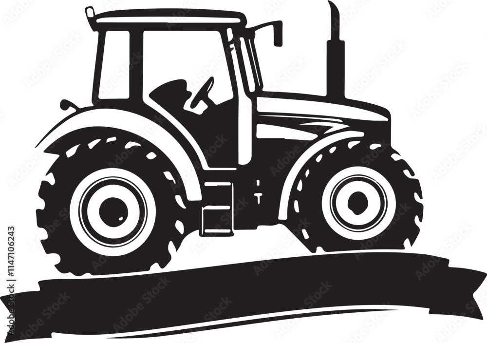 Fototapeta premium black and white tractor logo type silhouette design
