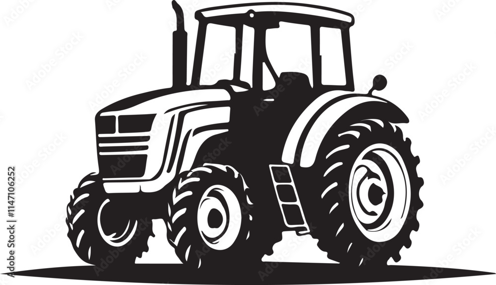 Obraz premium black and white tractor logo type silhouette design