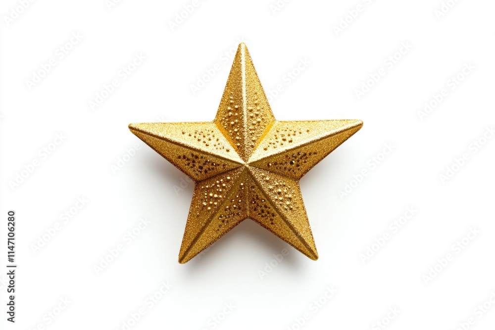 Golden Christmas Star isolated on white background top view. Golden Christmas Star isolated on white background top view.