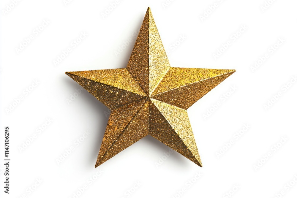 Golden Christmas Star isolated on white background top view. Golden Christmas Star isolated on white background top view.