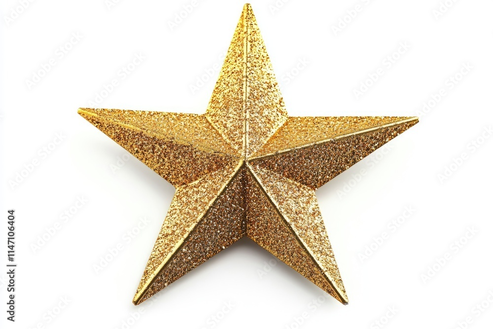 Golden Christmas Star isolated on white background top view. Golden Christmas Star isolated on white background top view.