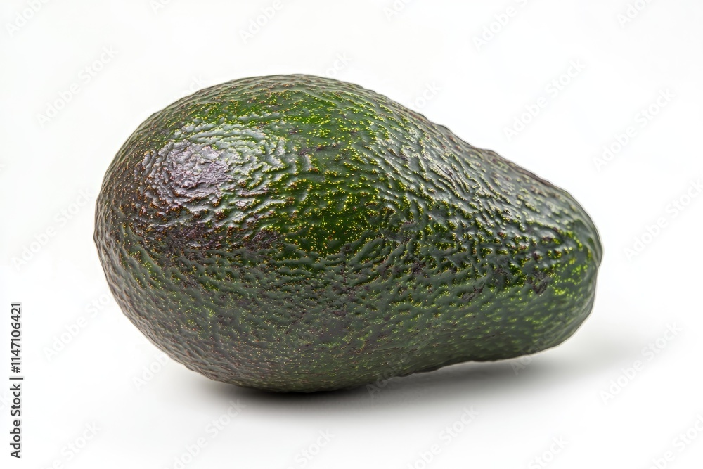 A single ripe avocado with a smooth dark green skin, isolated on white A single ripe avocado with a smooth dark green skin, isolated on white