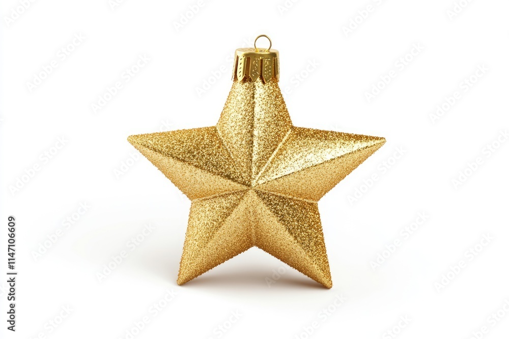 Golden Christmas star ornament isolated on white background Golden Christmas star ornament isolated on white background