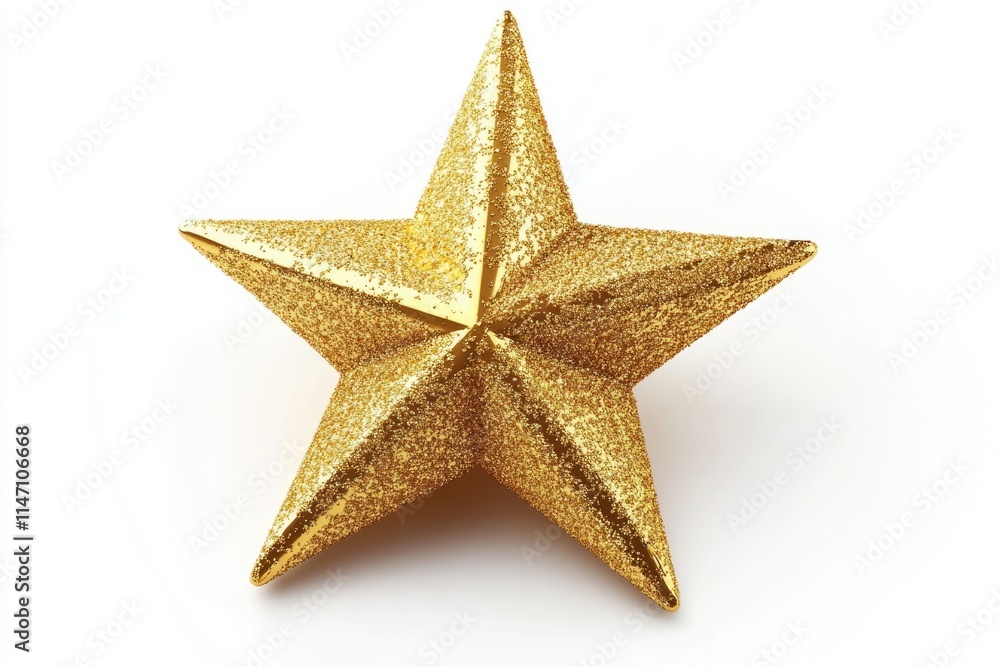 Golden five pointed star Christmas isolate on white with clipping path Golden five pointed star Christmas isolate on white with clipping path