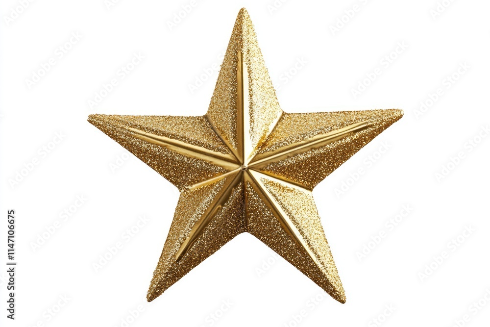 Golden five pointed star Christmas isolate on white with clipping path Golden five pointed star Christmas isolate on white with clipping path