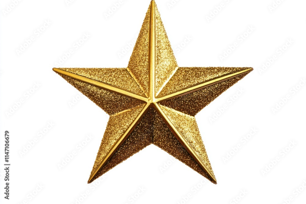 Golden five pointed star Christmas isolate on white with clipping path Golden five pointed star Christmas isolate on white with clipping path