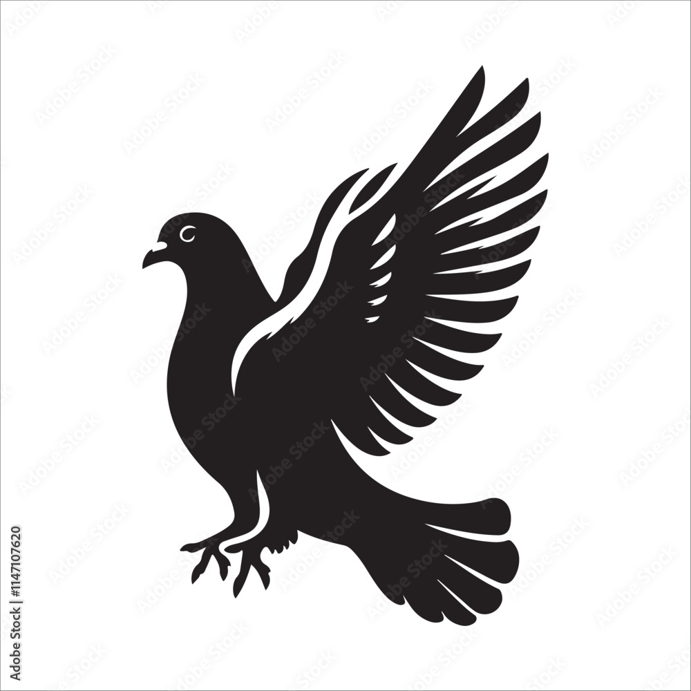Obraz premium pigeon bird silhouette vector illustration, best pigeon