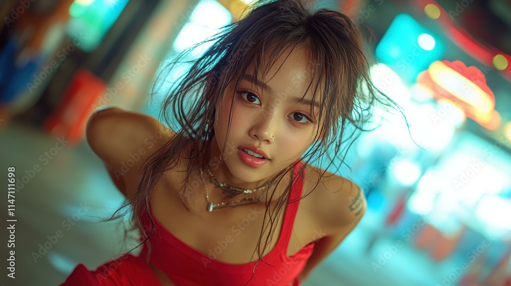 The Teenage girl breakdancing on a street corner her moves sharp and precise face beaming with rhythm The Teenage girl breakdancing on a street corner her moves sharp and precise face beaming with rhythm