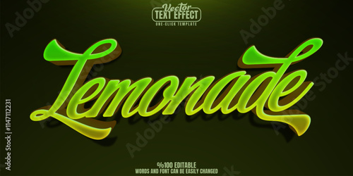 Lemonade editable text effect, customizable organic and fresh 3d font style