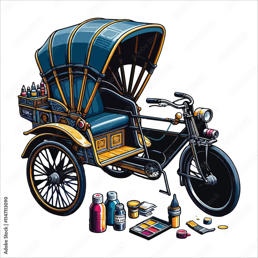 Fototapeta premium rickshaw paint vector