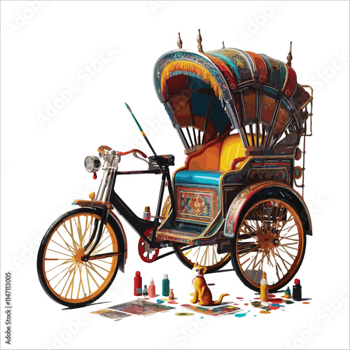 rickshaw paint vector