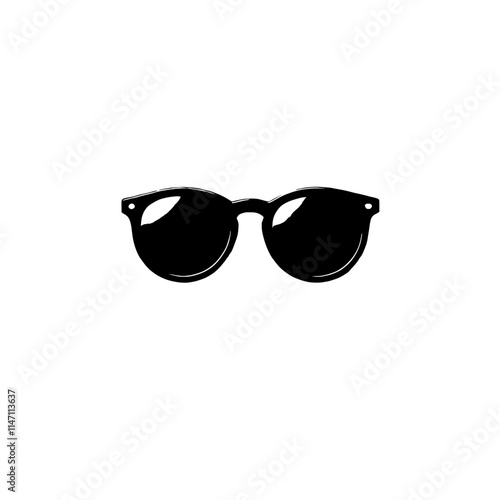 Classic Sunglasses Icon: A simple yet stylish silhouette of round sunglasses, perfect for adding a touch of cool to your designs. Its clean lines and minimalist aesthetic are ideal for branding.